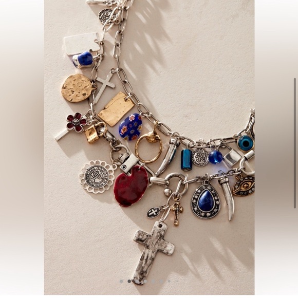 Free People Maximillion Charm Necklace. Cross My Heart. NWT!!! - Picture 2 of 8